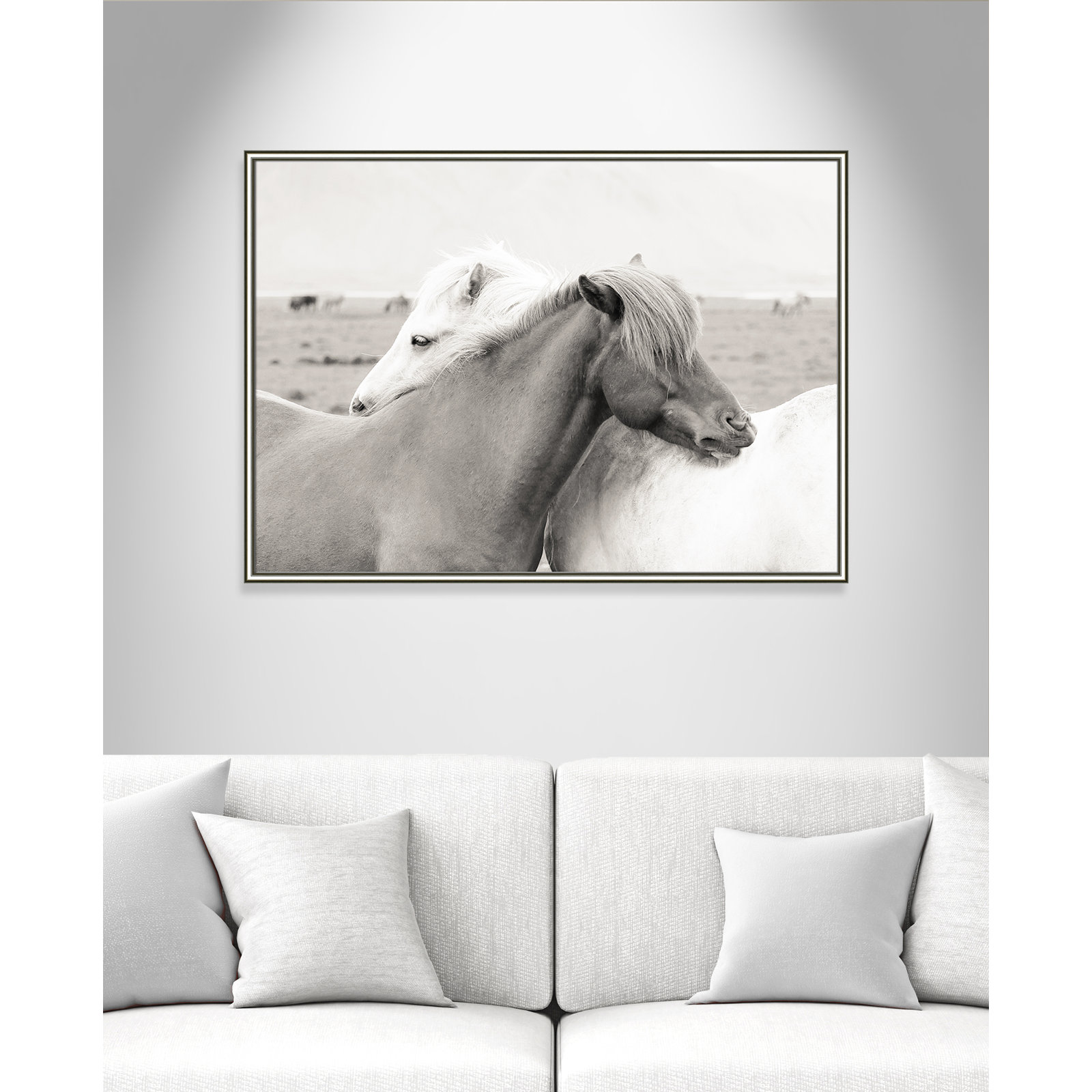 Melanie "Icelandic Meadow Horses" Print, Silver Framed, 30.75" H x 42.75" W x 0.88" D