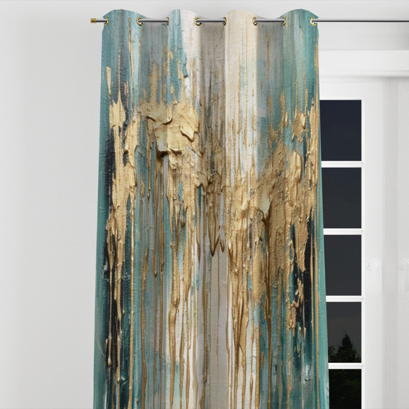 Anallely - Modern Velvet Grommet Curtain - Room Darkening - 1 panel, 52" W x 63" L, Golden Grommets