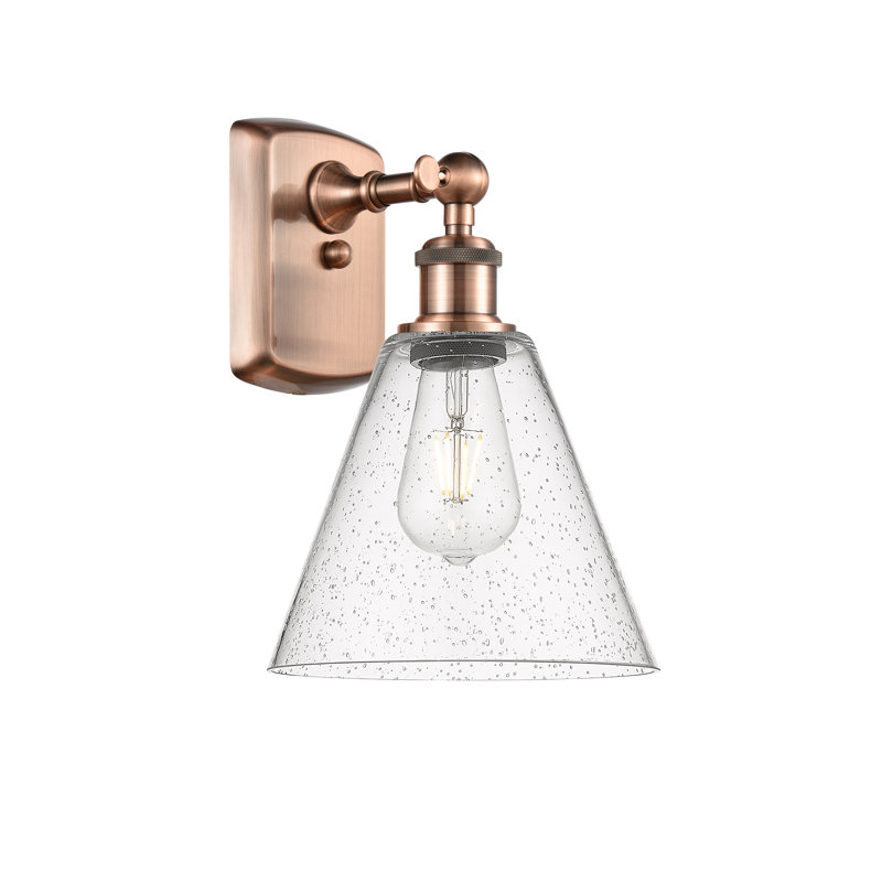 Applique murale 1 lumière 8 po Shauna, Blanc mat, Incandescente, Cuivre antique