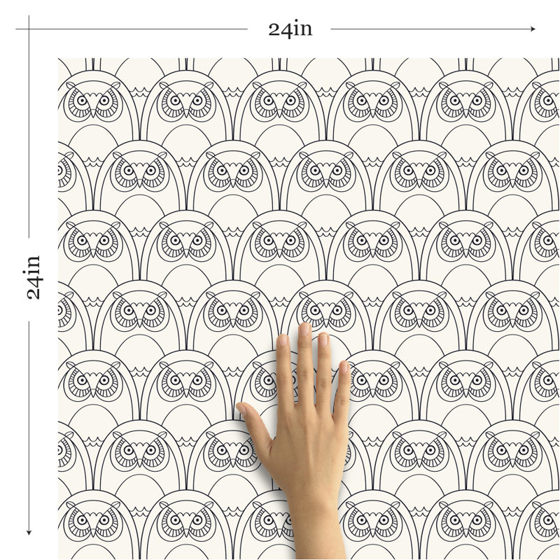 Panneau de papier peint adhésif Yuliya Owl, L 102 po x l 24 po