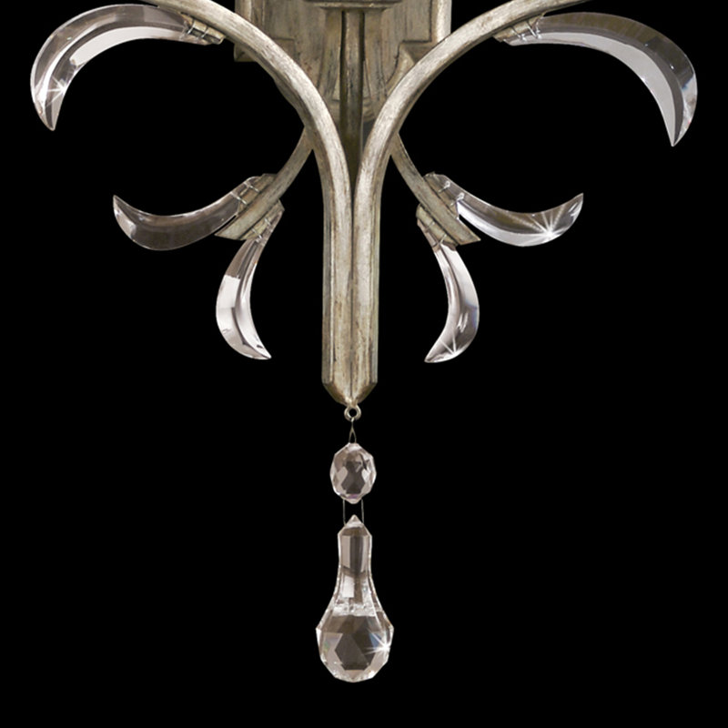 Beveled Arcs 2 - Light Candle Wall Light, Muted Silver Leaf