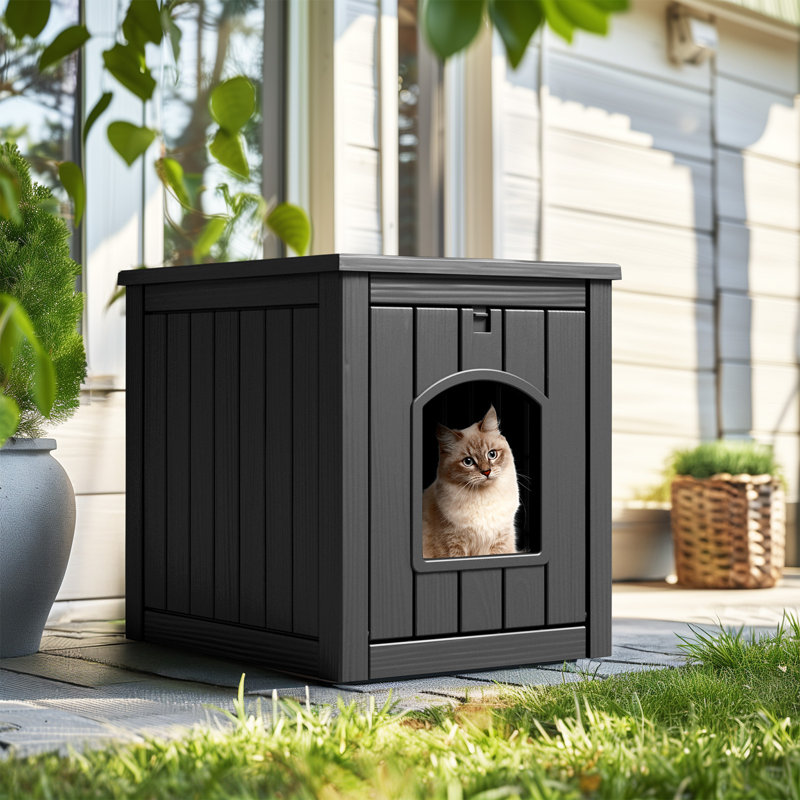 Maison de chat imperméable pour l'extérieur, Noir