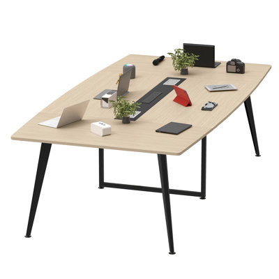 8FT Conference Table With Power Outlets, 94.5" Modern Meeting Table With Cable Grommets & Charging Station by Inbox Zero