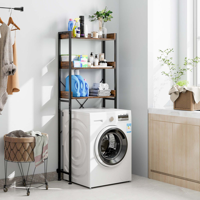 Sylia Freestanding Over The Toilet Storage, Rustic Brown/Black
