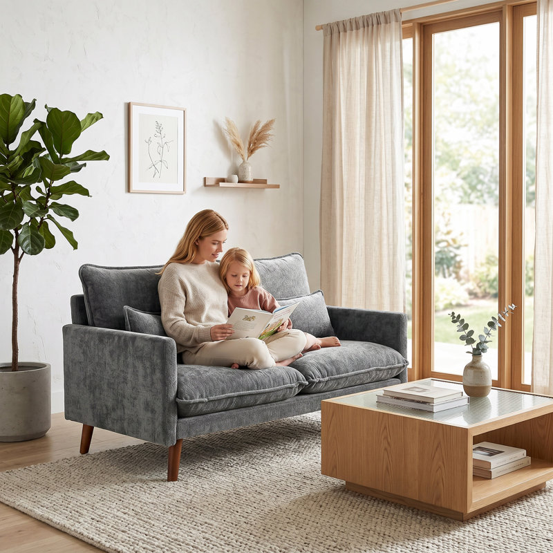 HOMCOM 2 Seater Sofa with Spring Cushions for Small Space, Grey Velvet