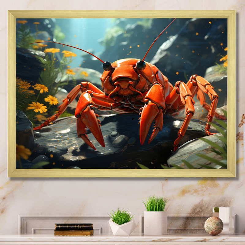 " Crayfish Crayfish Capers ", Gold Single Picture Framed, 34" H x 44" W x 1.5" D