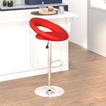 Contemporary Vinyl Rounded Orbit-Style Back Adjustable Height Barstool with Chrome Base