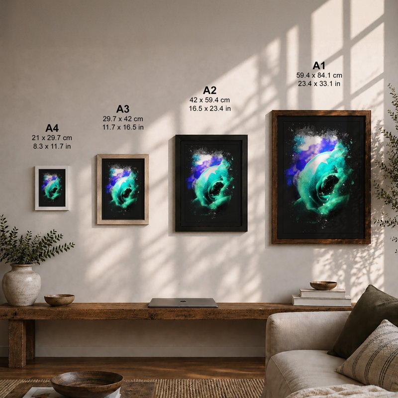 Figure In Cosmic Vortex Modern - Print, A2 - 59.4 x 42.0 cm, White