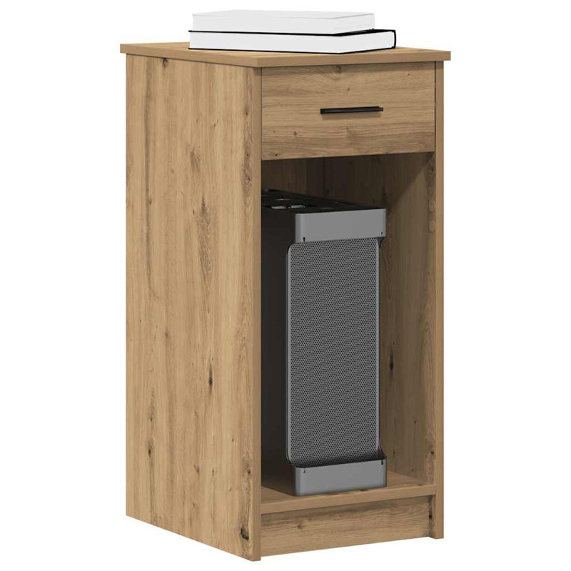 Brezina Manufactured Wood Computer Tower Stand, Artisian Oak