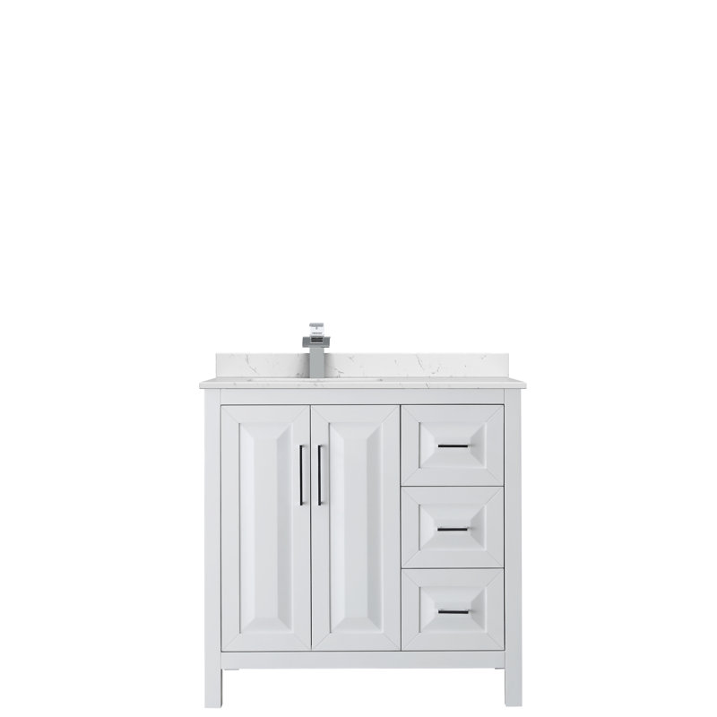 Daria 36'' W Single Vanity, Matte Black, Carrara Cultured Marble, White