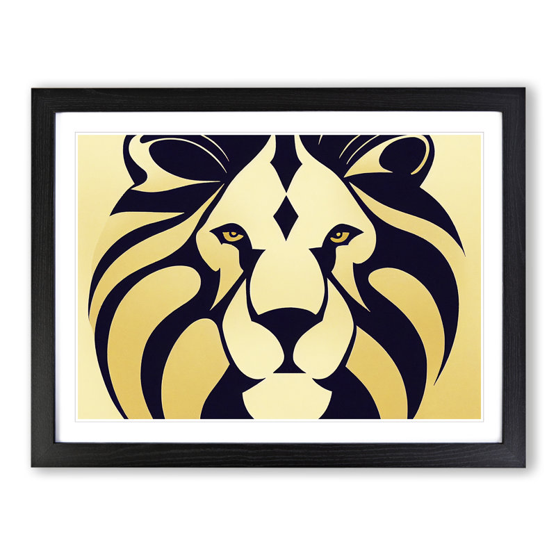 Lion Deco Vol.3 Abstract - Framed Print, Black, 46cm H x 64cm W x 2cm D