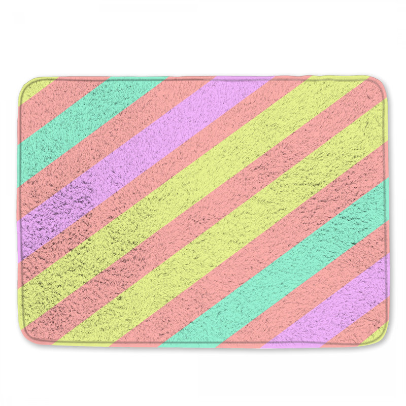 Pastel Diagonal Stripes Bath Mat, 34in W x 21in L