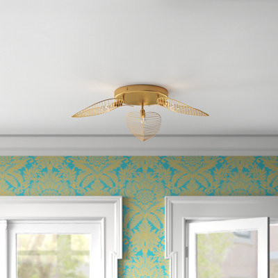 Pria 24"W Gold Leaf Shade Ceiling Light