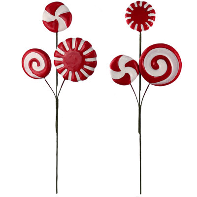 17" Peppermint Spray, Pack of 6 Stems, 2 Assorted Styles - Festive Christmas Tree & Wreath Accents