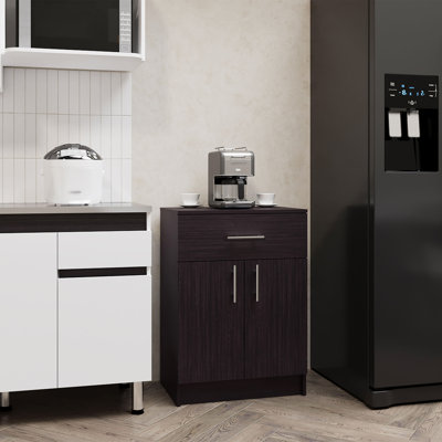 Armoire garde-manger à un tiroir, deux tablettes intérieures en wengé noir Mayorca