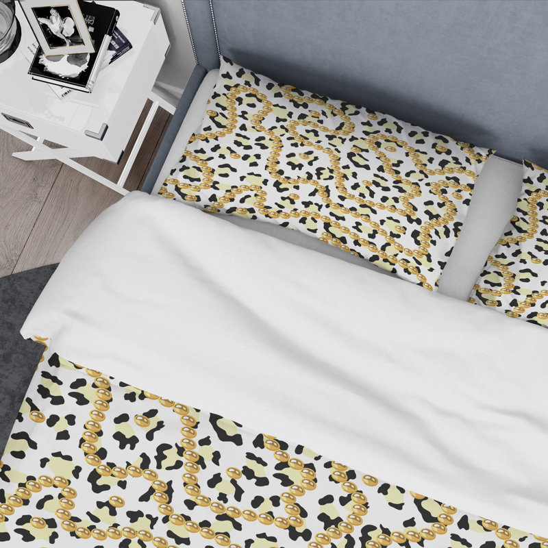 Glam Polyester Abstract Duvet Cover, King Duvet Cover + 2 Shams