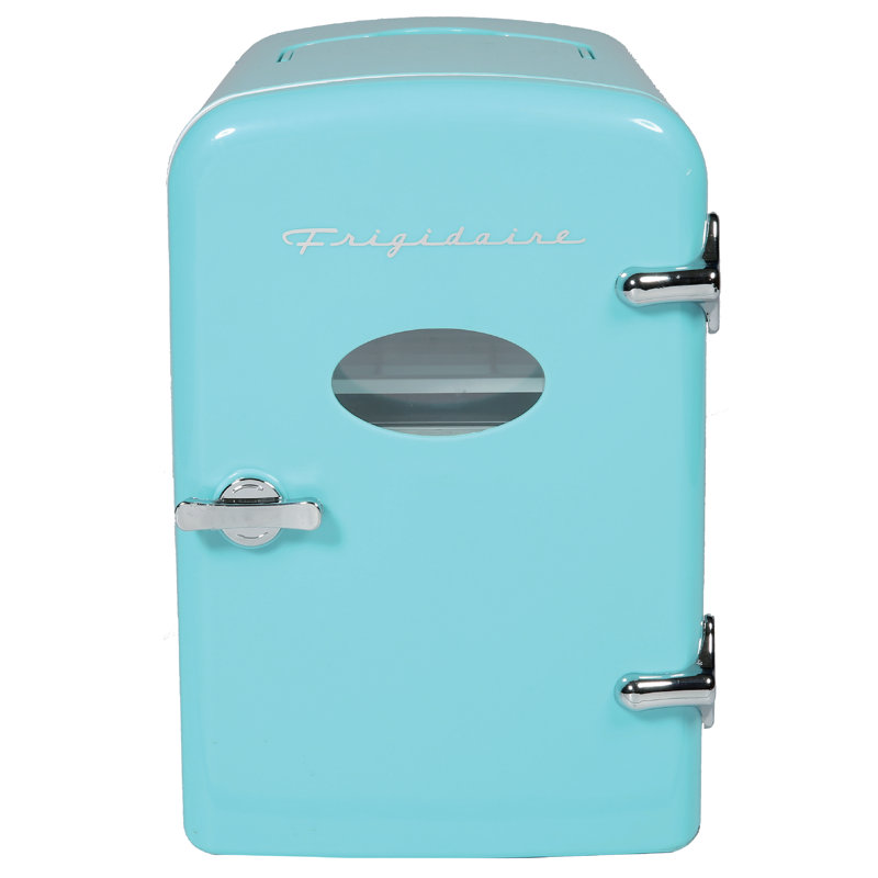 Frigidaire 9 Can/5 Liter Retro Mini Fridge Cooler, Portable Fridge for Car, Office, Bedroom, Dorm Room, Blue