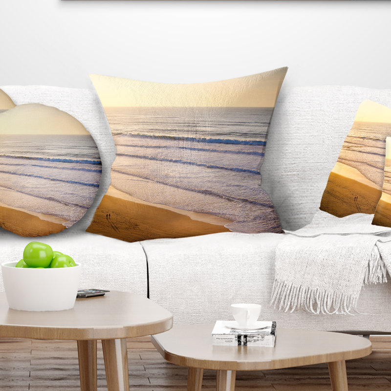 Oreiller de soleil au-dessus de plage seascape, 18 po x 18 po, Coussin décoratif