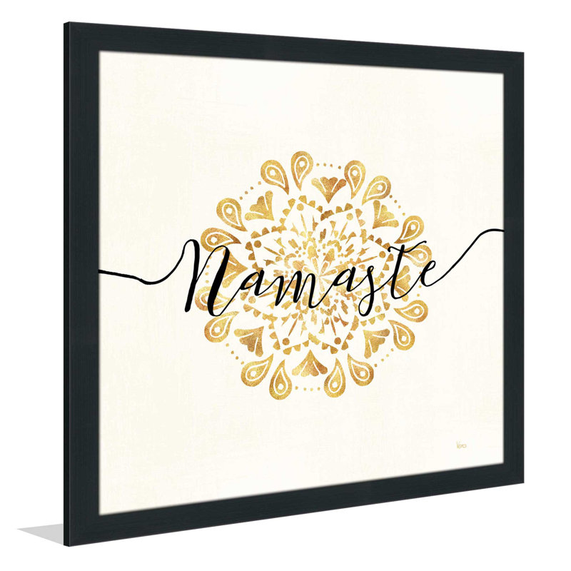 «Namaste I», art textuel sur toile, H 37,5 po x l 37,5 po x P 1 po, Cadre espresso