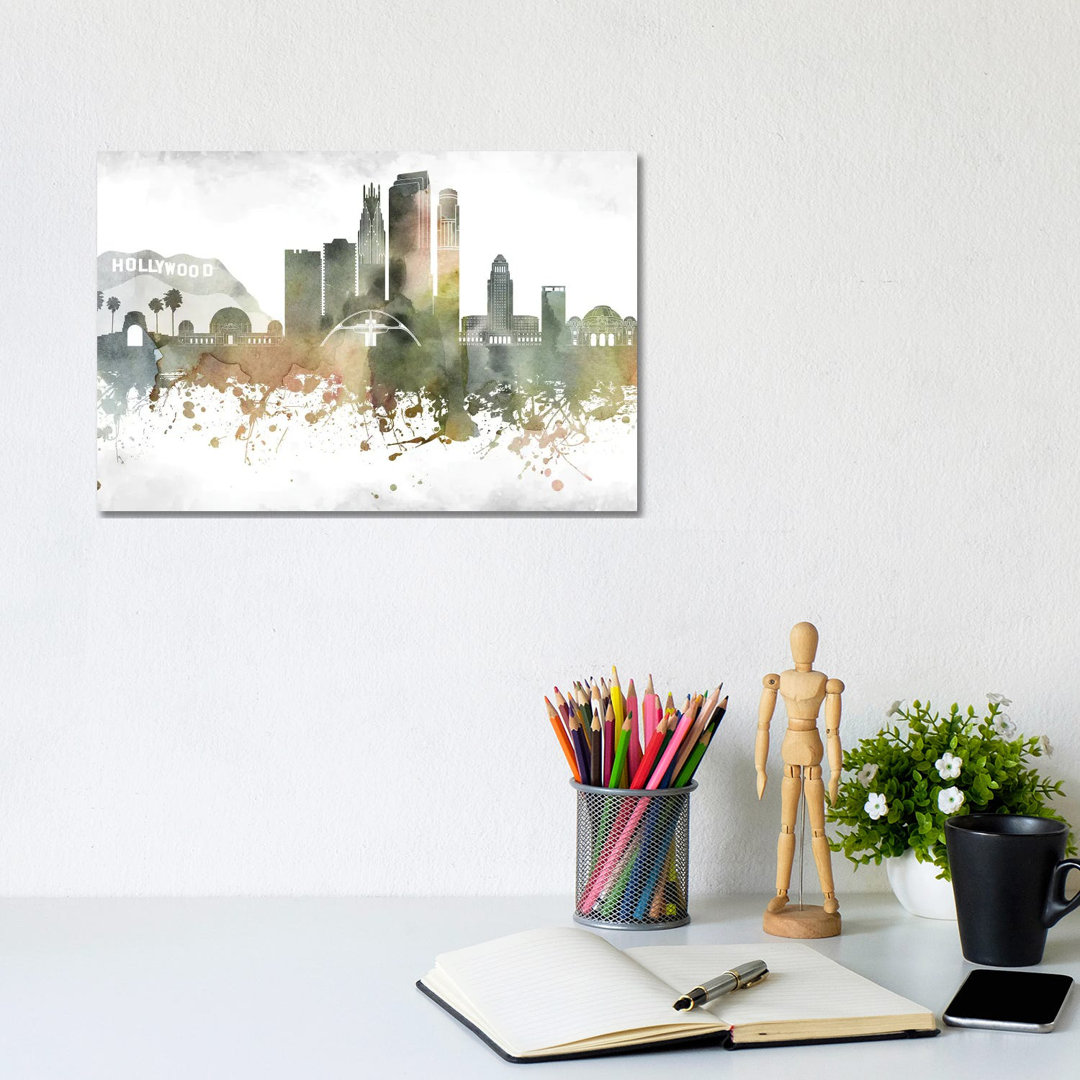Los Angeles Skyline by WallDecorAddict - Wrapped Canvas Print
