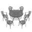 Ensemble de 7 pièces de mobilier de patio en aluminium coulé avec cadre noir et coussins de siège blanc cassé-1706943936