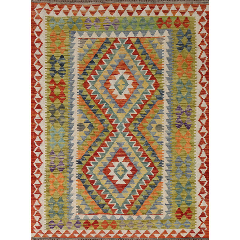 Tapis réversible en laine South Western Kilim 4 x 6