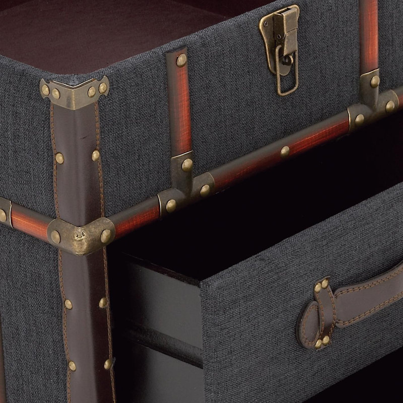 Monge 2-Drawer Faux Leather Accent Chest , Blue
