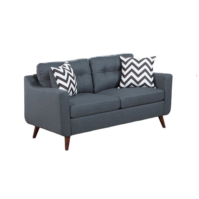 Causeuse moderne avec canapé et coussins 2 pièces, Bleu gris