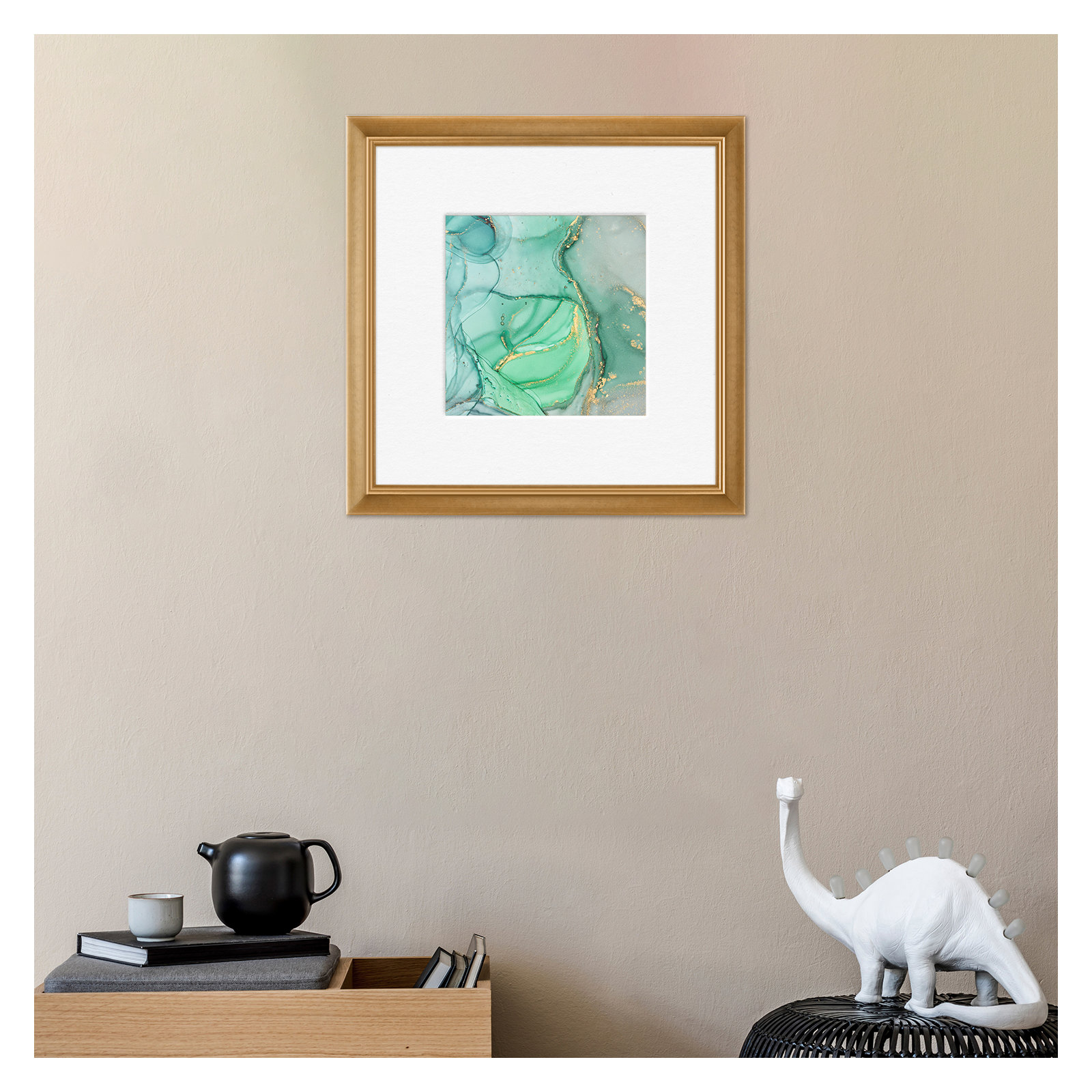 Wood Picture Frame with Mat, 11" x 14", Gold