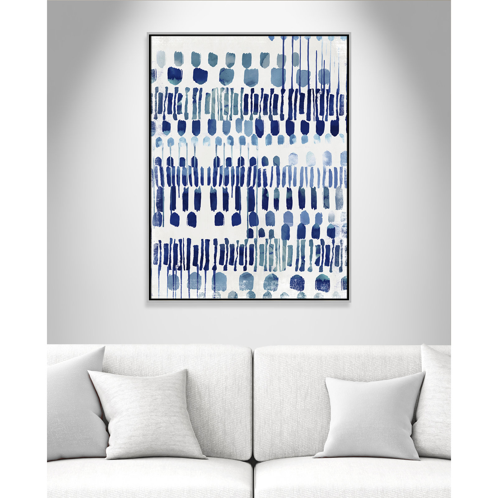 Fynn "Continuously I" Painting by Eva Watts, Silver Framed Canvas, No Matte, 41.5" H x 31.5" W x 2" D
