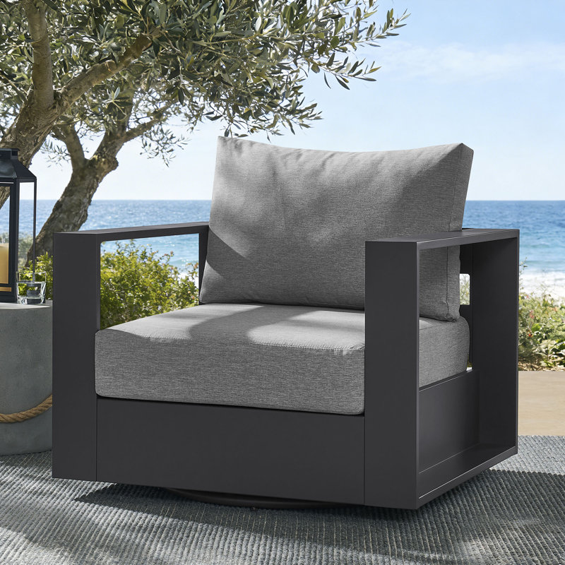 Fauteuil pivotant en aluminium thermolaqué Tahoe, Gris
