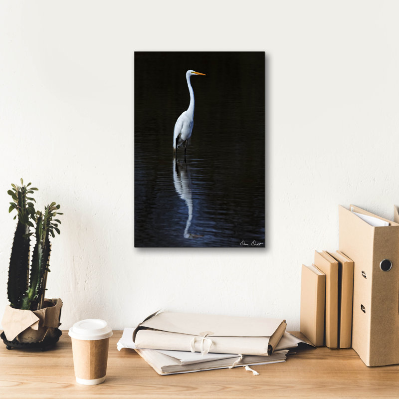 «Elegant Egret 2» par David Drost, art mural sur toile, 12 po x 18 po, H 18 po x l 12 po
