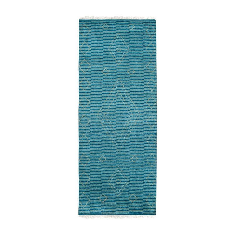 Tapis vert en laine fabriqué à la main Bettache