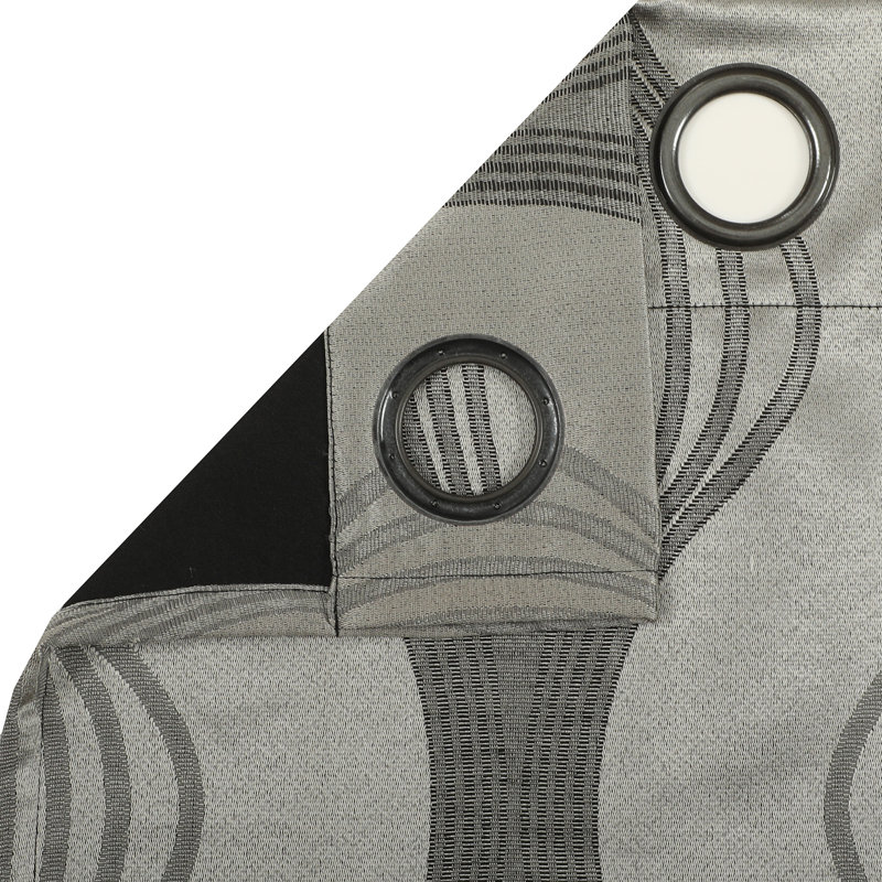 Kath Semi Sheer Curtain Pair, Black/Silver