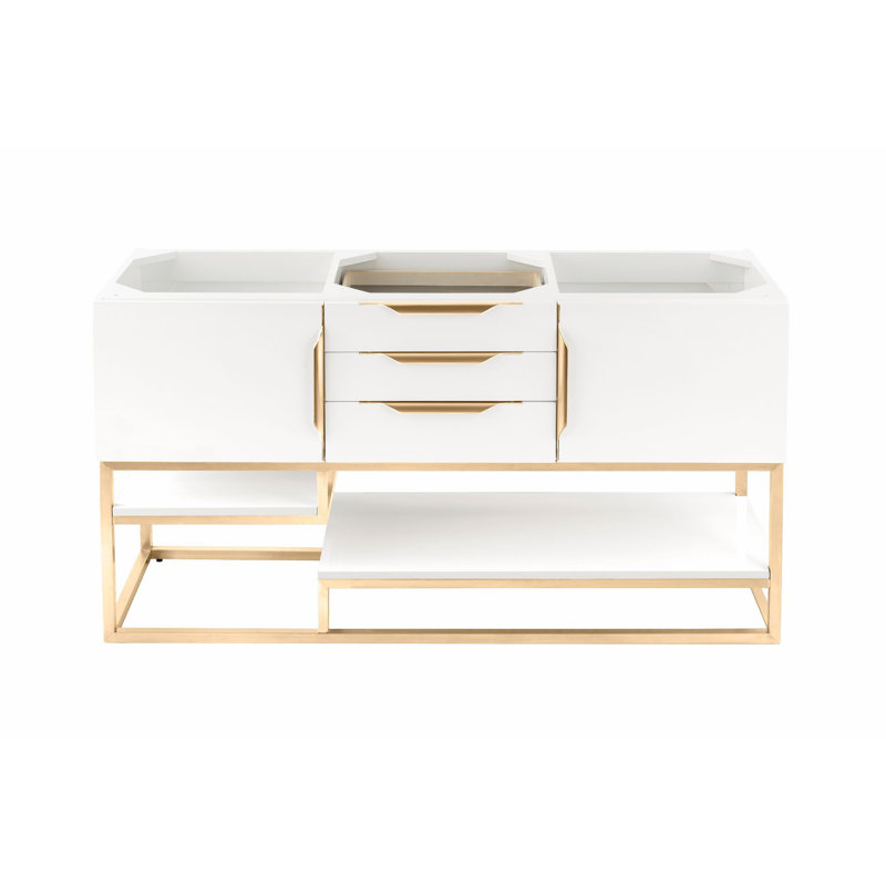 Columbia 59'' W Double Vanity, Latte Oak, Radiant Gold, White