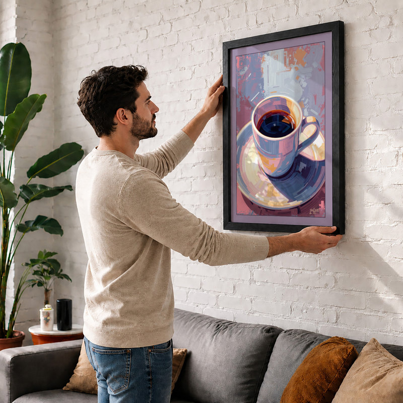 Coffee in Quiet Light Minimalist - Framed Print, A3 - 42.0 x 29.7 cm, White