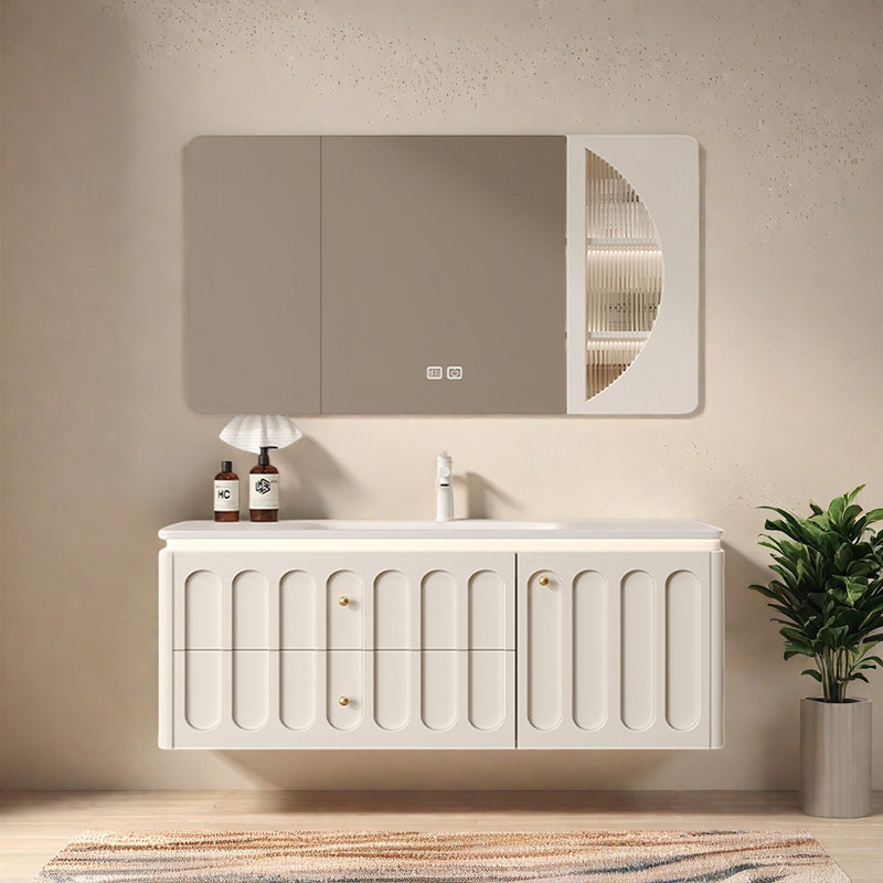 Light luxury cream-style bathroom cabinet, 19.6" H x 51.1" W x 19.6" D