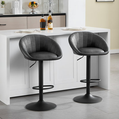 Swivel Upholstered Adjustable Height Bar Stool