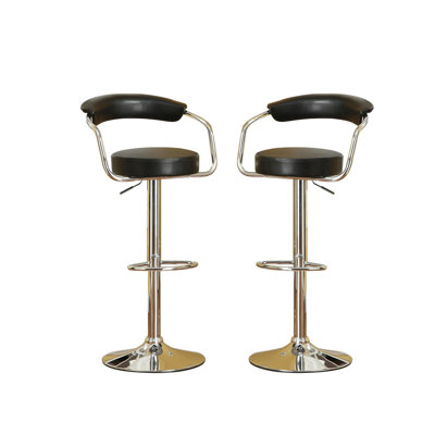 Set Of 2  Faux Leather Bar Stools