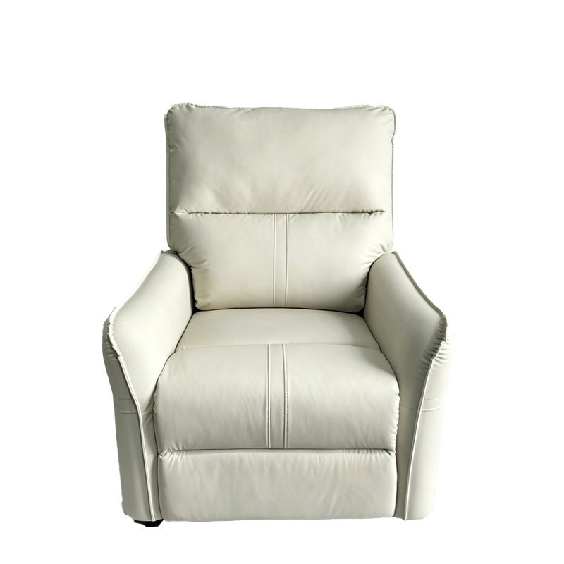 Fauteuil inclinable pivotant en cuir beige, Mélange de polyester beige