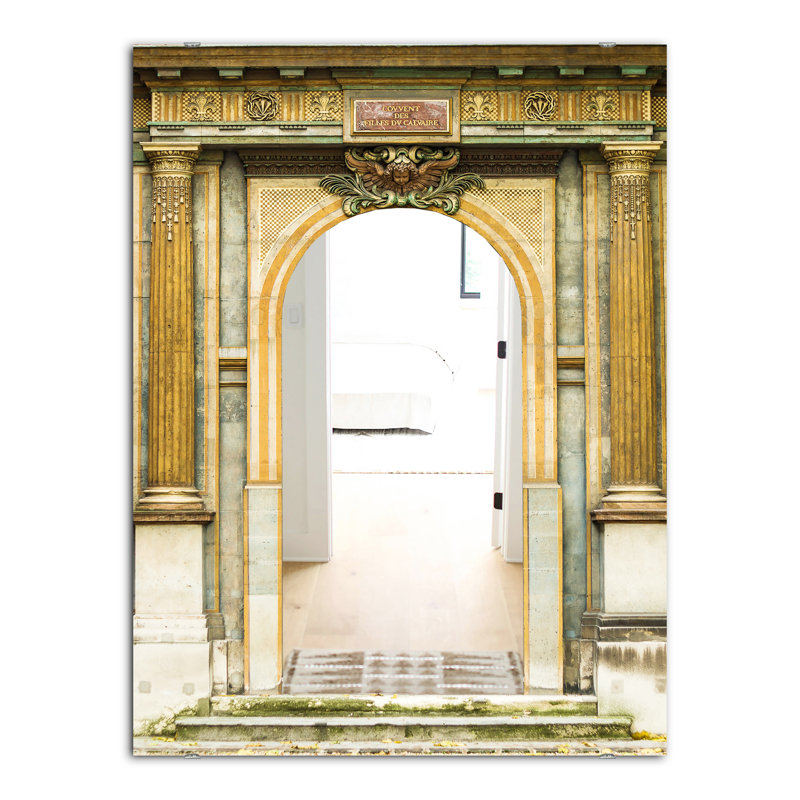 Old Wooden Paris Door Traditional Accent Mirror, 39.4" H x 29.5" W