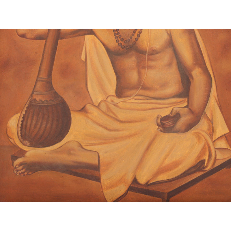 Ty Niagaraja - compositeur de musique carnatique | Peinture à l'huile sur toile encadrée
