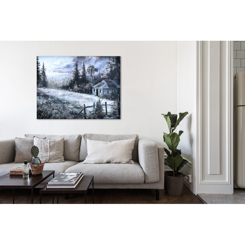 «Black & White Farmhouse», reproduction sur toile tendue, H 15 po x l 20 po x P 1,5 po