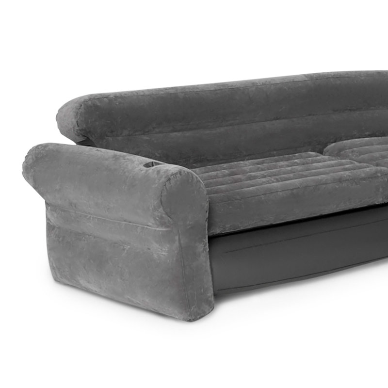 Gray Inflatable PVC Corner Sofa with Cup Holders