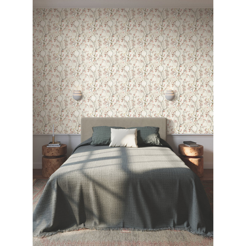 Floral Wallpaper Roll, Orange