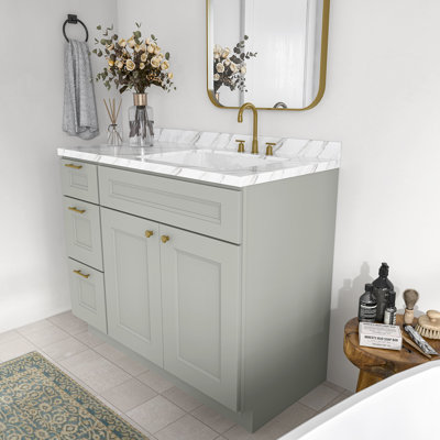Ready-to-Assemble Solid Wood Shaker 42" Bathroom Vanity Base Cabinet Only – Countertop Not Included