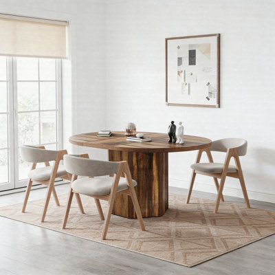 55" Oval Rustic Conference Table For 6 – Wooden Meeting Table For Office And Home