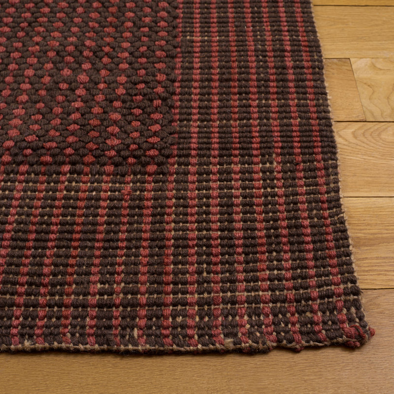 Auckland Hand-Woven Flatweave Jute/Sisal Area Rug, Rectangle 4' x 6', Brown/Rust