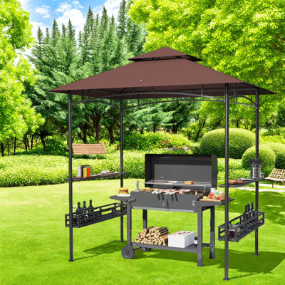 Canopies & Gazebos(must Include Frame) Metal Grill Gazebo With Storage, Modern Patio Bbq Shelter