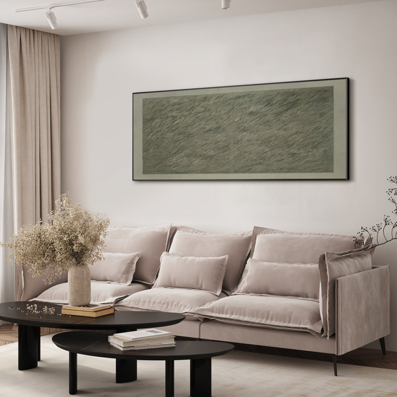 Très grande impression abstraite de lignes murales - œuvre d'art minimaliste d'inspiration griffonneuse grise pour le salon ou la chambre à coucher, assemblage de cadre requis